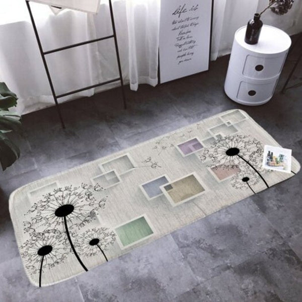 Cartoon Fashion Floral Print Carpet Durable Polyester Non Slip Mat Multi A W16 X L24 Inch