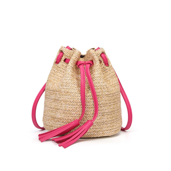 Shoulder Bag Summer Beach Girls Fashion Top Handle Handbag Double Fringed Bucket Messenger
