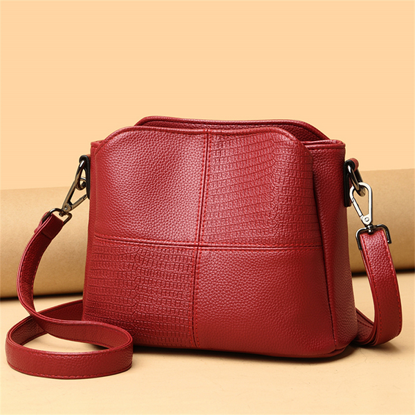 Simple Stitching Shoulder Bag Soft Leather Crossbody Phone Purse Clutch Handbag