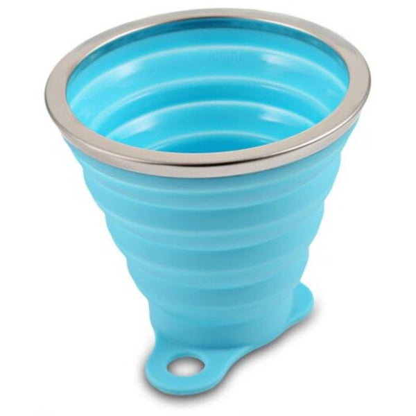 Silica Gel 270Ml Folding Water Cup Heat Resistance With Cover Strap Butterfly Blue