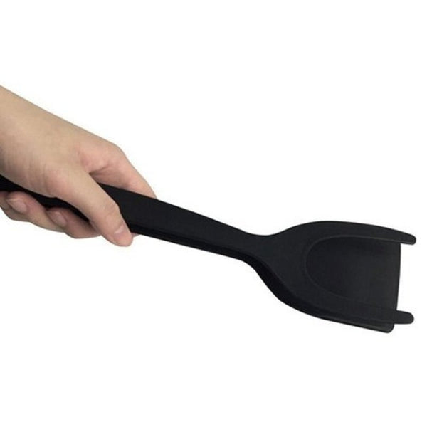 Silicone Spatula Two In One Pancake Toast Clip Black