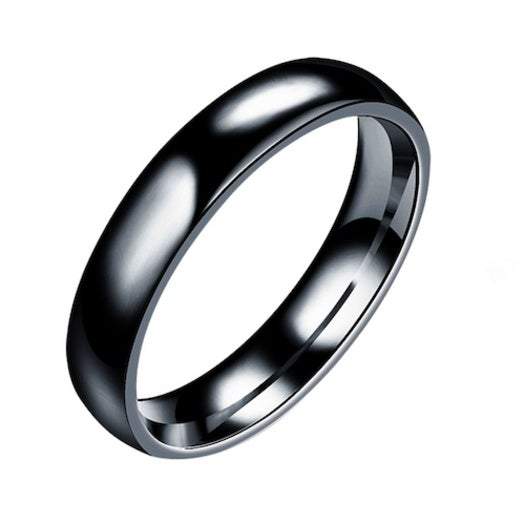 Rings Simple Titanium Steel Curved Surface Stainless Glazed Black Us 9