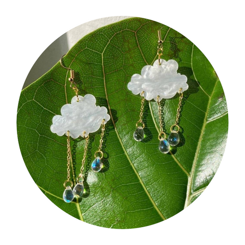 Simple Creative Acrylic Rain Cloud Earrings Crystal
