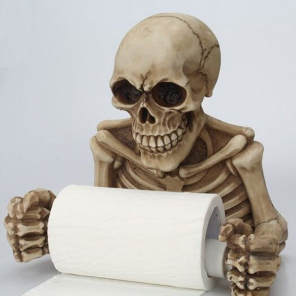 Skull Toilet Paper Holder Wall Mount Tissue Roll Towel Yellow
