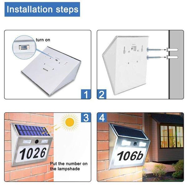 Outdoor Lighting Solar House Number Plaque With 200Lm Motion Sensor