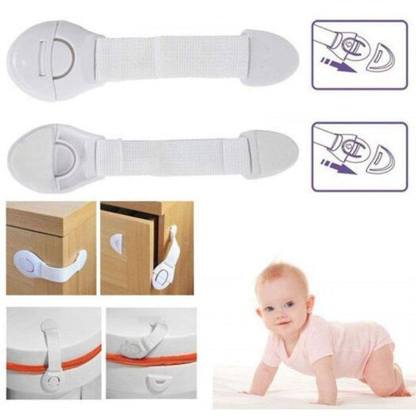 Solid Color Ribbon Multi Function Long Child Safety Lock Cabinet Door 10Pcs White