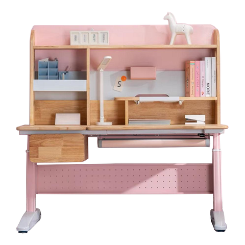 Solid Rubber Wood Height Adjustable Children Kids Ergonomic Pink Study Desk Only 120Cm Au