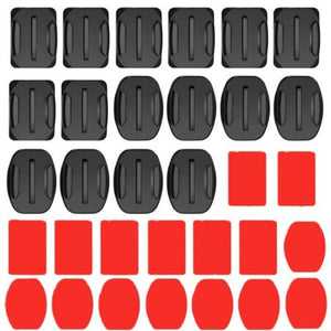 Sports Camera Accessories Flat Curved Surface Base Combination Set 32Pcs Red