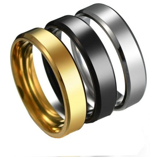 Stainless Steel Fashion Simple Smooth Ring Black 13