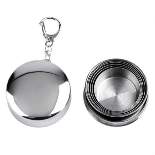 Stainless Steel Outdoor Telescopic Collapsible Folding Cup Silver