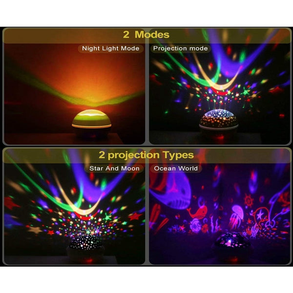 Star Projector Night Lights For Kids Led Multiple Colors 360 Degrees Rotating Ocean / Cosmos Sky Lamp Baby Bedroom White