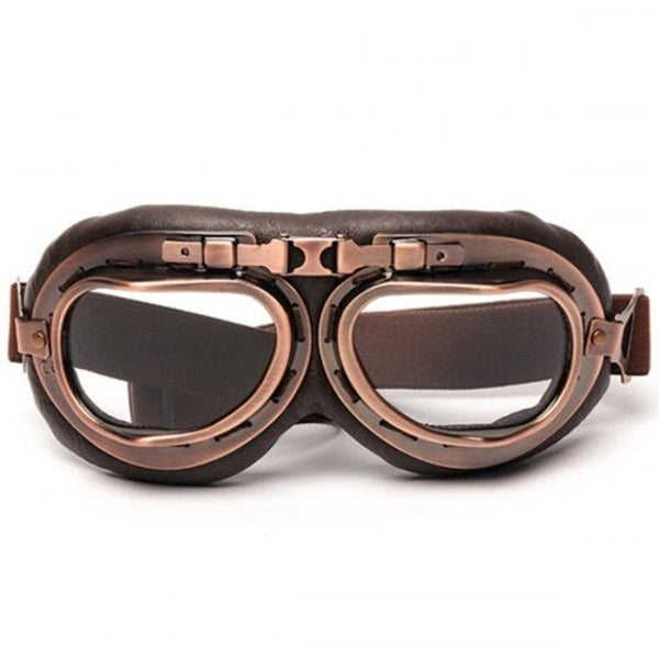 Steampunk Glasses Motorcycle Flying Safety Goggles Bronze Transparent Film