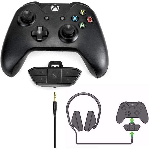 Stereo Headphone Adapter Audio Microphone Converter Xbox One Controller Black
