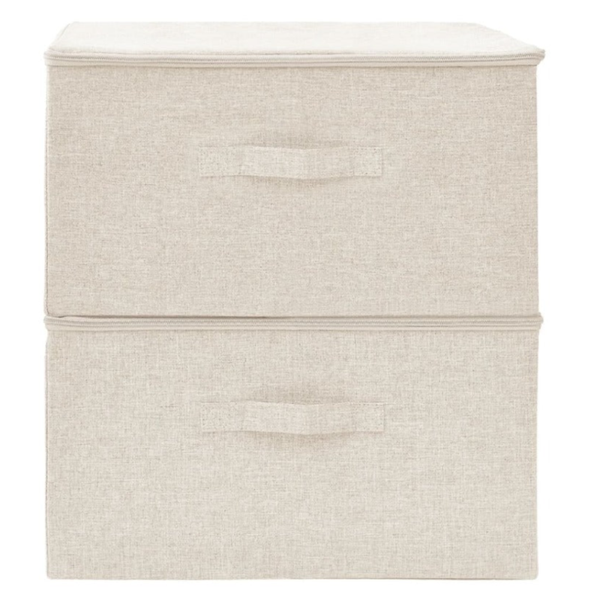 Storage Boxes 2 Pcs Fabric 43X34x23 Cm Cream