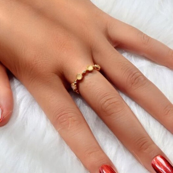 Stylish Gold Round Agate Stone Ring 1Pc One Size
