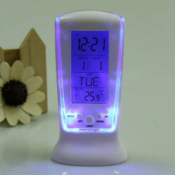 Temperature Calendar Lcd Digital Alarm Clock White