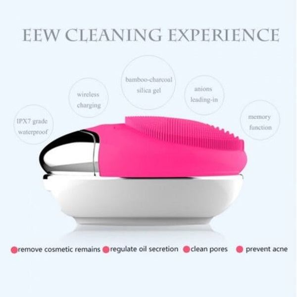 Usb Base Charge Deep Cleaning Face Electric Cleanser Remove Make Up Residue Rose Red Spain