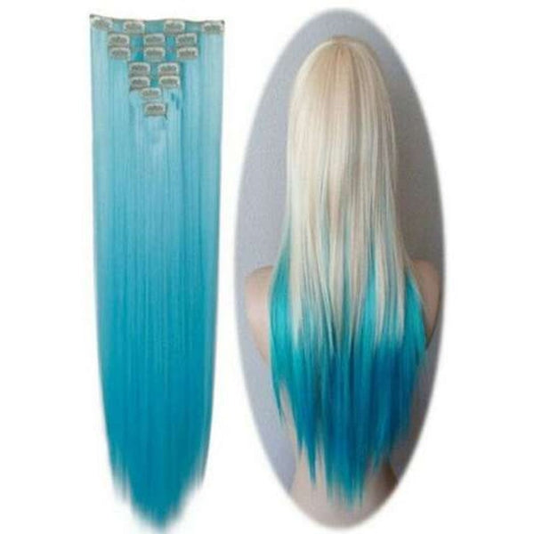 D3000 Long Straight Hair Extensions Blue 50Cm