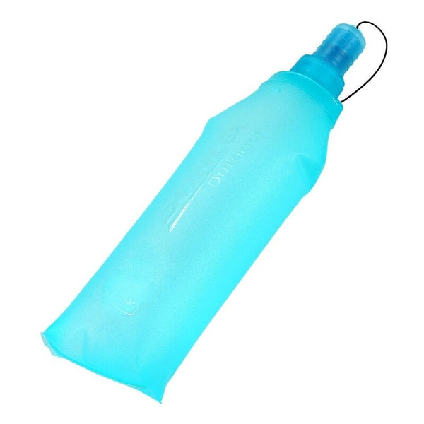 Tpu Folding Soft Flask Sport Water Bottle Running Camping Hiking Bag Collapsible Drink Blue