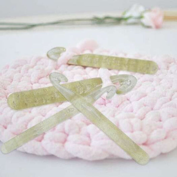 Transparent Abs Crochet Hook Knitting Needle 4Pcs Tan Brown