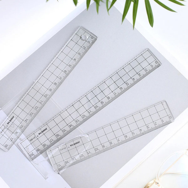 Transparent Plastic Square Ruler Learning Stationery Drawing School Supplies