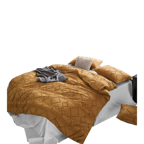 Tufted Ultra Soft Microfiber Quilt Cover Set-King Caramel