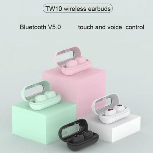 Tw10 Wireless Bluetooth Earphone With Charging Case Mini Airbuds Fashion Sports Earphones Green
