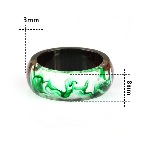 Two Tone Colourful Unisex Wood Resin Ring Jewellery