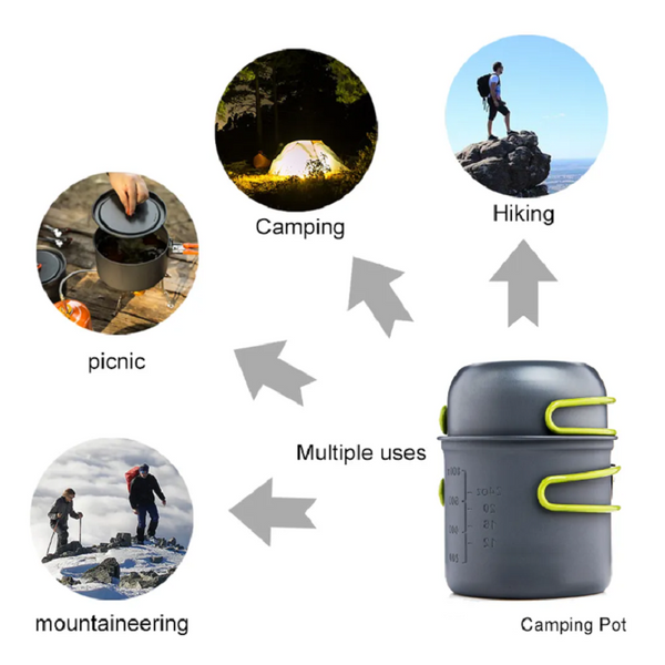 Ultralight Camping Cooking Utensils Outdoor Tableware Pot Set Hiking Picnic