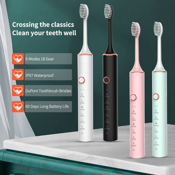 Ultrasonic Electric Toothbrush Rechargeable Usb For Adults Sonic Automatic Brush Whitening Oral Hygiene 8 Replacement Head