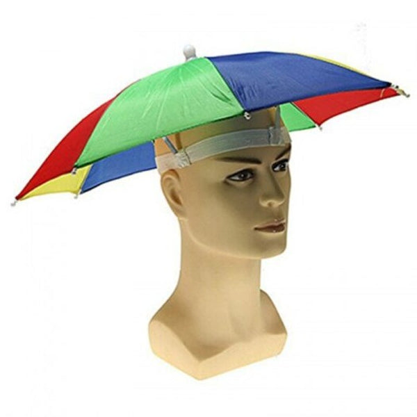 Umbrella Hat Headwear For Outdoor Fishing Gardening Beach Rainbow Multi