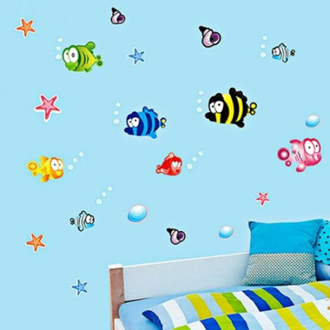 Undersea World Painting Wall Sticker Wallpaper Colorful