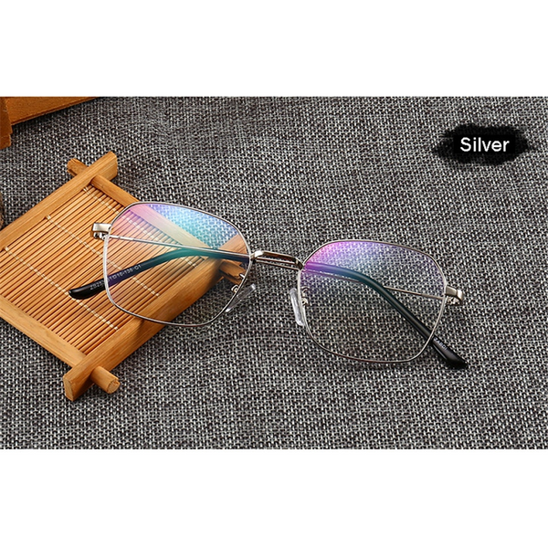 Square Metal Eyeglasses Spectacle Glasses Frames Silver