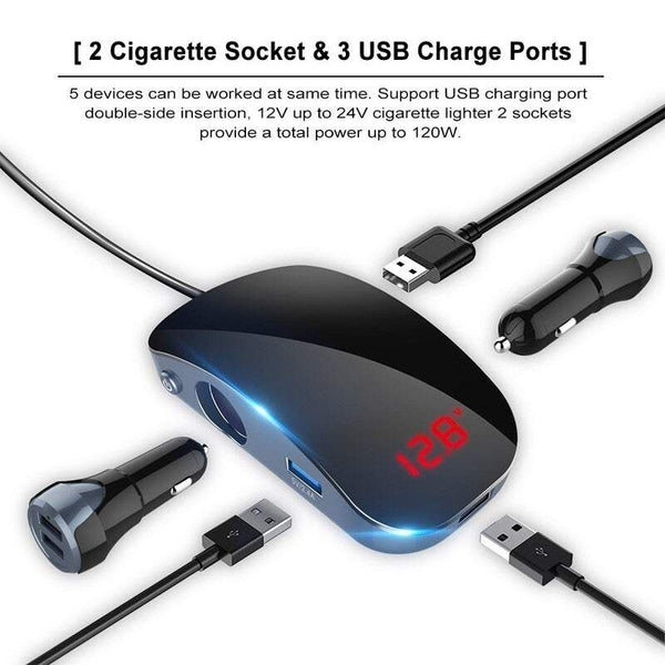 Car Chargers Universal 12V 24V Auto Cigar Lighter Socket Power Adapters / 3 Usb Ports Total Up 120W Output 2.4A 5V