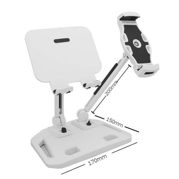 Universal And Adjustable Double Arm Stand Holder White