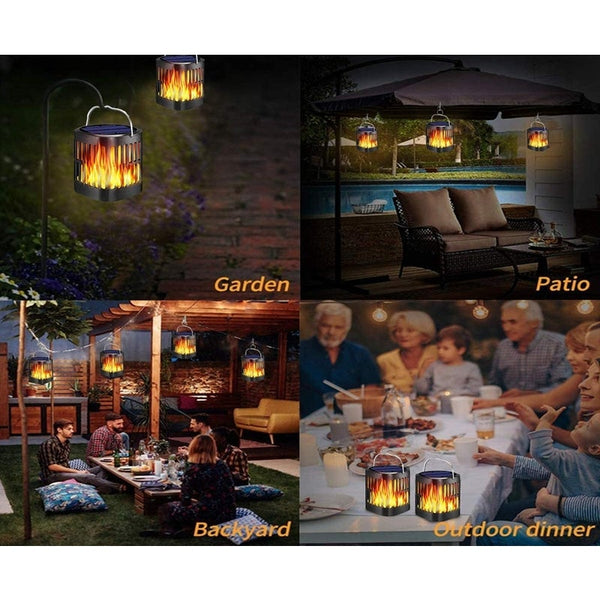 Upgraded Solar Lanterns Outdoor Hanging Ollivage Dancing Flame Torch Lights Powered Umbrella Night 2 Pack
