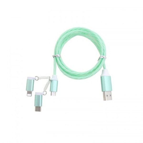 Usb Intelligent Charging And Automatic Power Off Three One Streamer Data Line Emerald Green