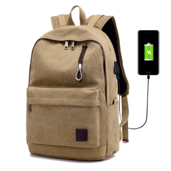 Usb Charging Port Laptop Backpack Men's Canvas Outdoor Travel Sports Bag