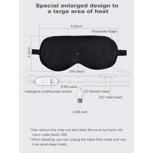 Usb Heated Eye Mask Reusable Silk Steaming Massager For Sleeping Puffiness Anti Dark Circle Patch Care