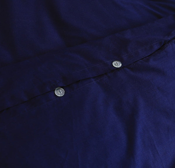 Elan Linen 100% Egyptian Cotton Vintage Washed 500Tc Navy Blue King Quilt Cover Set