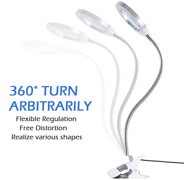 Lighting Led 8X Magnifying Lamp With Metal Clamp 360&Deg; Flexible Gooseneck And Usb Plug Design For Tattoo, Manicure Reading