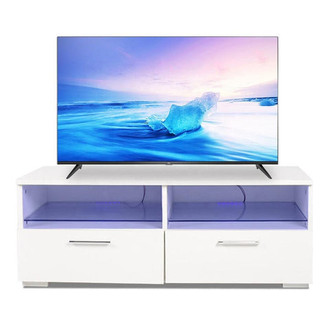 White Tv Cabinet With Led Lights Rgb Remote Control