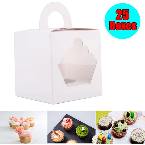 White Cardboard Cupcake Box 25Pcs