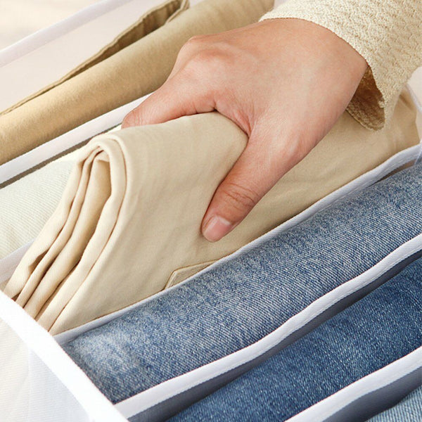 7 Grids Mesh Foldable Clothes Storage Jeans Pants Organizer