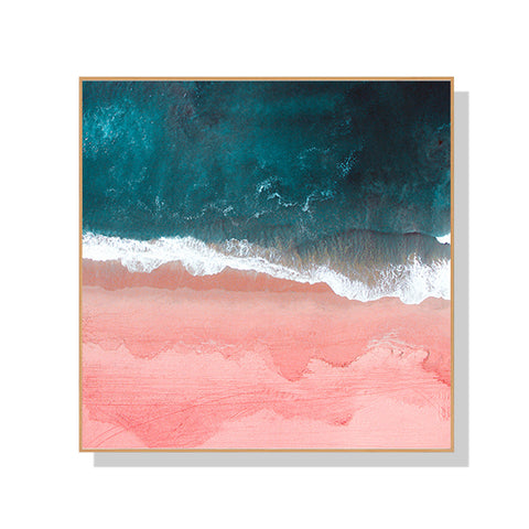 Wall Art 50Cmx50cm Pink Sea Wood Frame Canvas