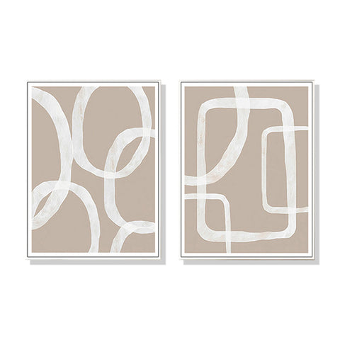 Wall Art 50Cmx70cm Abstract White Lines 2 Sets Frame Canvas