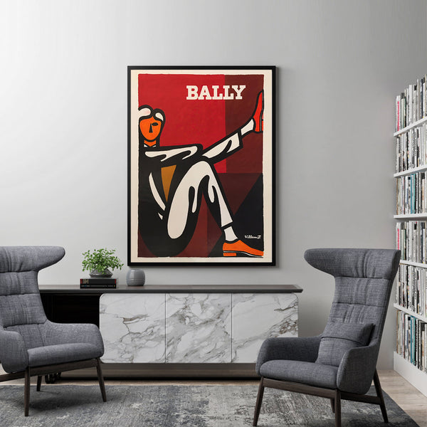Wall Art 50Cmx70cm Bally Man By Villemot Black Frame Canvas