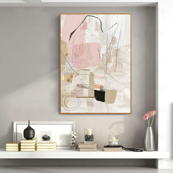 Wall Art 50Cmx70cm Abstract Pink Gold Frame Canvas