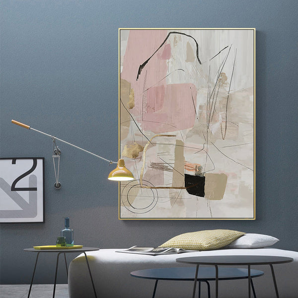 Wall Art 70Cmx100cm Abstract Pink Gold Frame Canvas