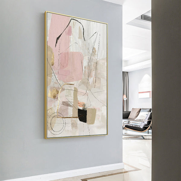 Wall Art 80Cmx120cm Abstract Pink Gold Frame Canvas